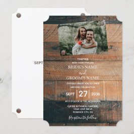 Convites de Casamento com Foto em Madeira Rústica