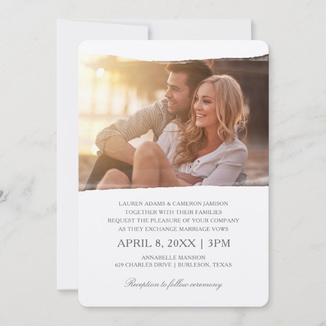 Convites de Casamento com Foto Únicos | Aquarela (Frente)