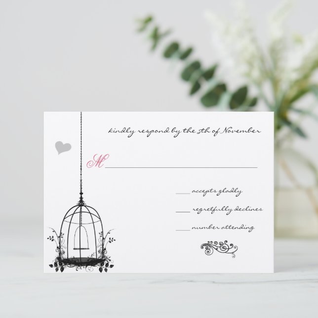 Convites de Casamento com Gaiola de Pássaros Antig (Em pé/Frente)