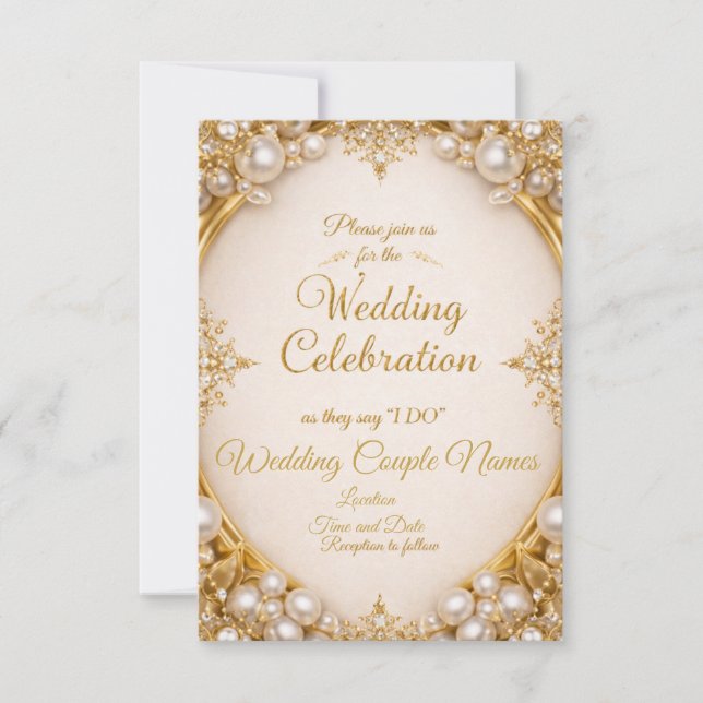 Convites de Casamento com Moldura Ornamentada de L (Frente)