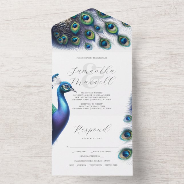 Convites de Casamento com Pacote de Cartão RSVP (Inside)