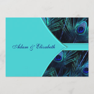 Convites de Casamento com Pavão Azul Royal Teal