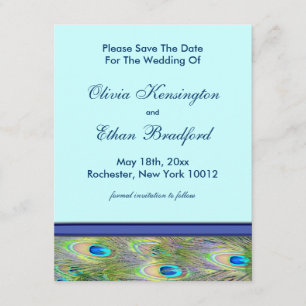Convites de Casamento com Pavão Azul Royal Teal