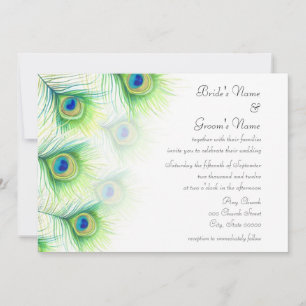 Convites de Casamento com Penas de Pavão Pintadas
