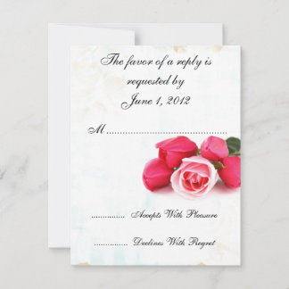 Convites de casamento com rosas cor-de-rosa para R