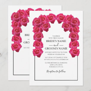 Convites de Casamento com Rosas Pink Rústicas