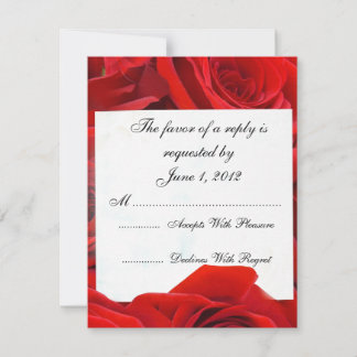 convites de casamento com rosas vermelhas RSVP