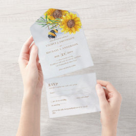 Convites de casamento com RSVP Abelhas Rústicas de