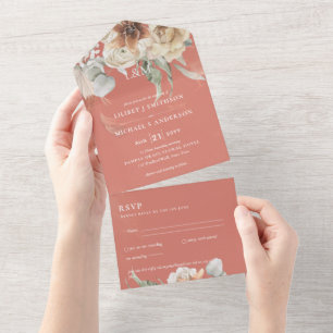 Convites de casamento com RSVP Grama BOHO Pampas
