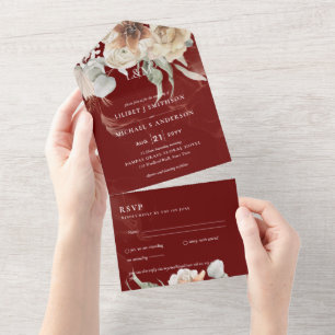 Convites de casamento com RSVP   Grama BOHO Pampas