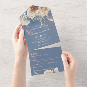 Convites de casamento com RSVP Grama BOHO Pampas