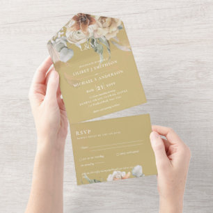Convites de casamento com RSVP Grama BOHO Pampas
