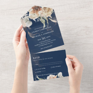 Convites de casamento com RSVP Grama BOHO Pampas