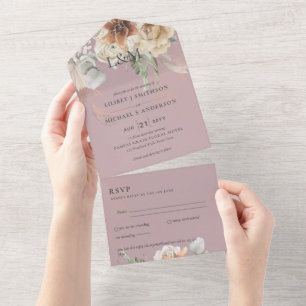 Convites de casamento com RSVP   Grama BOHO Pampas