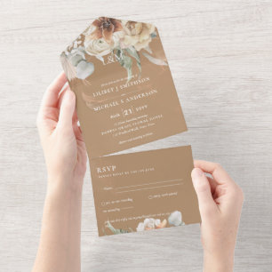 Convites de casamento com RSVP Grama BOHO Pampas
