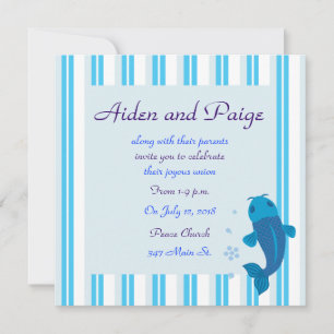 Convites de Casamento com Striped Blue Koi