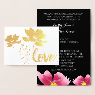 Convites de Casamento com Tipografia de Rosa em Fo