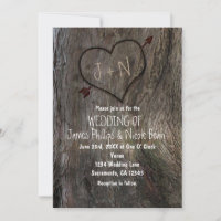 Convites de Casamento com Tronco de Árvore + Coraç
