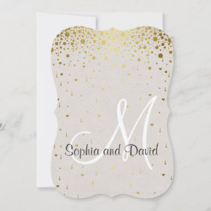 Convites de Casamento Confetes Glam RSVP Dourado