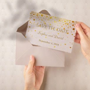 Convites de Casamento CONfetti Dourado SALVAR D