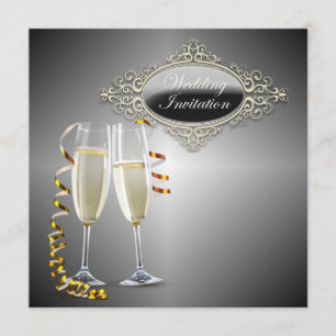 Convites de casamento copos de Champanhe sofistica