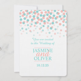 Convites de casamento cor-de-rosa-coral e verde-az