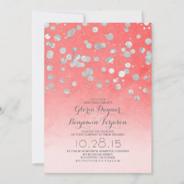 convites de casamento cor-de-rosa de confete com b