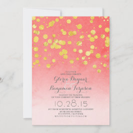 convites de casamento cor-de-rosa Dourados de conf