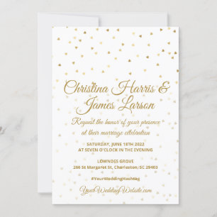 Convites de Casamento Corações de Ouro