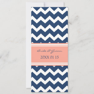 Convites de Casamento Coral Azul Chevron
