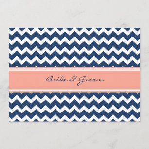 Convites de Casamento Coral Azul Chevron