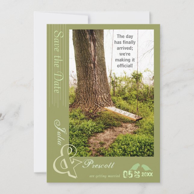 Convites de casamento country Tree n Swing Save th (Frente)