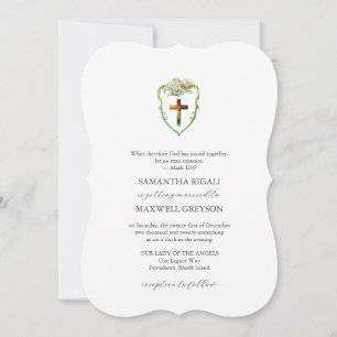 Convites de Casamento Cristãos com Brasão Floral e