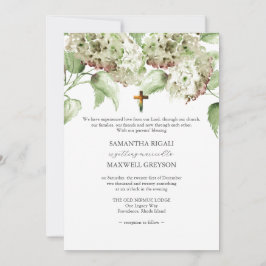 Convites de Casamento Cristãos com Hortênsias Verd