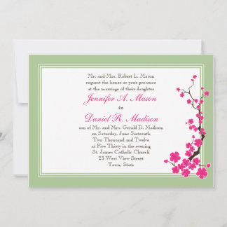 Convites de Casamento da primavera | Madeira-Rosa