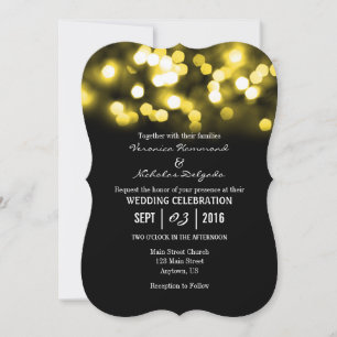 Convites de casamento das luzes brilhantes amarela