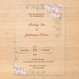 Convites De Casamento De Acrílulas Fleais De Creme