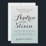 Convites De Casamento De Aqua Leve E Blush Moderno<br><div class="desc">Um belo fundo aqua claro faz o texto elegante se destacar. O convite é totalmente personalizável,  de modo que você poderá reproduzir com fontes,  cores de fontes e até mudar o plano de fundo para uma cor sólida clicando no botão "Personalizar".</div>