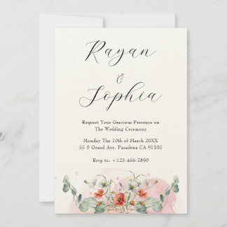Convites de casamento de aquarelas de flores selva