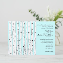Convites de Casamento de Árvore de Bétula Aqua OU