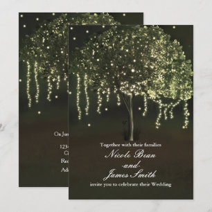 Convites de Casamento de Árvore Iluminada com Musg