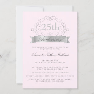 Convites de Casamento de Bodas de Prata & Rosa 25º