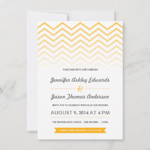 Convites De Casamento De Chevron Amarelo