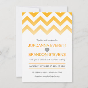 Convites De Casamento De Chevron Amarelo