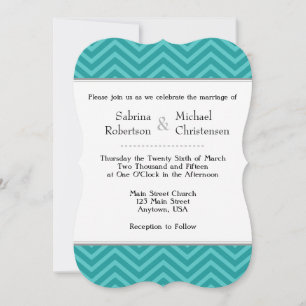 Convites De Casamento De Chevron Azul Teal Aqua
