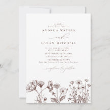 Convites De Casamento De Chic Boho De Flor Selvage