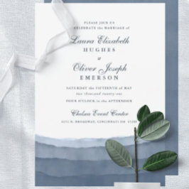 Convites De Casamento De Cor De Água De Ombre Azul