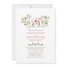 Convites De Casamento De Cor De Água Floral Rosa E
