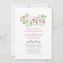 Convites De Casamento De Cor De Água Floral Rosa E