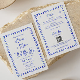 Convites De Casamento De Diversão Azul Francês Des